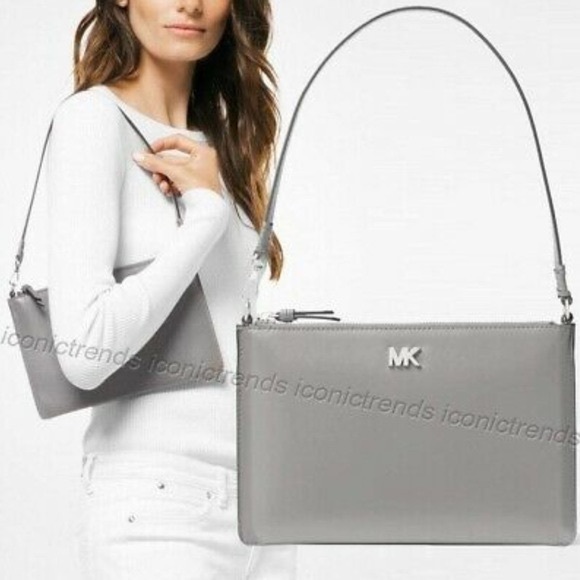 MICHAEL KORS
Medium Convertible Leather Pouch- Pearl Grey - Picture 1 of 16